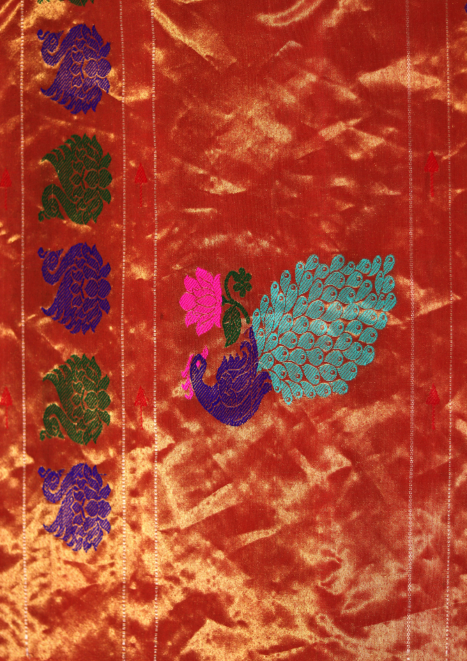 Signature Collection: Handloom Paithani with Double Muniya and Peacock on Kath, Fancy Pallu