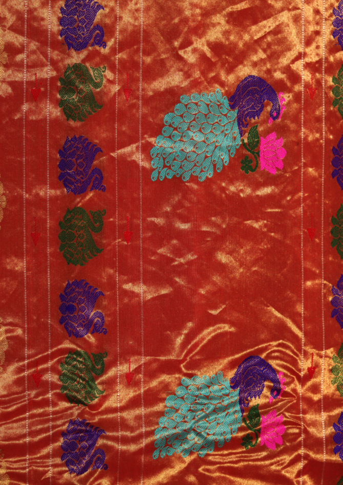 Signature Collection: Handloom Paithani with Double Muniya and Peacock on Kath, Fancy Pallu
