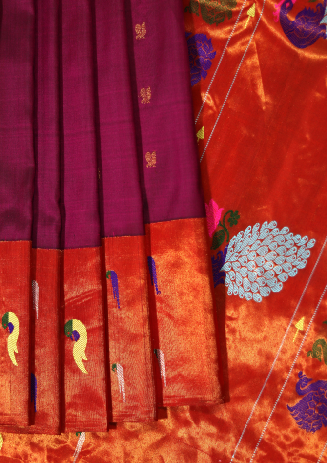 Signature Handloom Paithani: Double Muniya, Peacock on Kath, Fancy Pallu