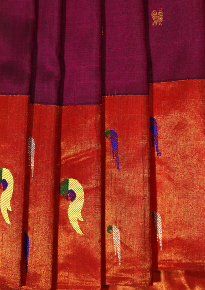Signature Handloom Paithani: Double Muniya, Peacock on Kath, Fancy Pallu