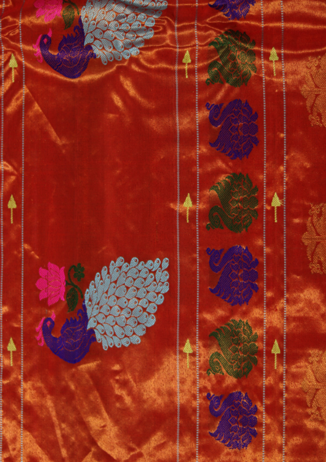 Signature Handloom Paithani: Double Muniya, Peacock on Kath, Fancy Pallu