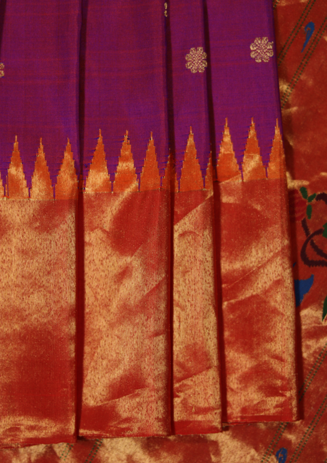 Trendsetter Plain Kath Temple Border Paithani