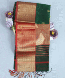 Olieve Green Maheshwari Pure Handloom Silk Cotton Saree