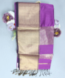 Purple Maheshwari Pure Handloom Silk Full Big Border Cotton Saree