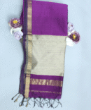 Purple Maheshwari Pure Handloom Silk Cotton Saree