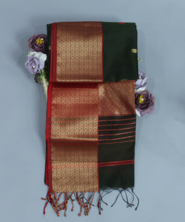 Black Maheshwari Pure Handloom Silk Cotton Saree