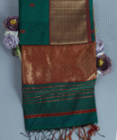 Rama Green Maheshwari Pure Handloom Silk Cotton Saree