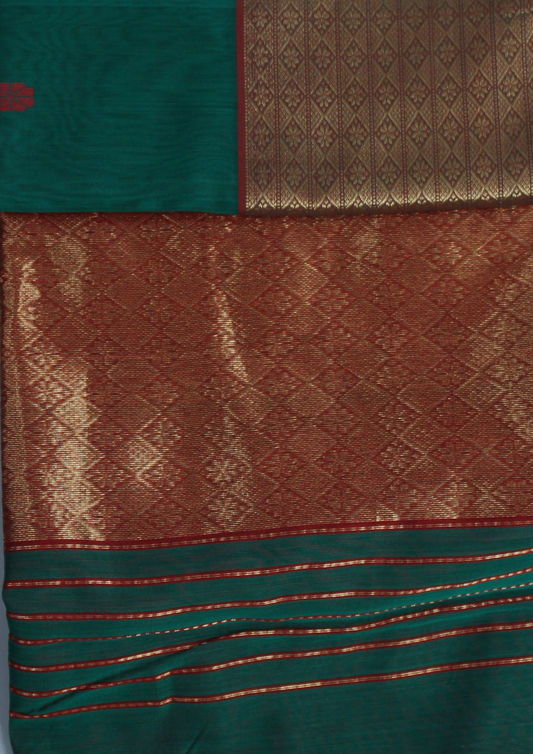 Rama Green Maheshwari Pure Handloom Silk Cotton Saree