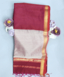 Magenta Maroon Maheshwari Pure Handloom Silk Cotton Saree