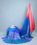 Turkish Blue Fancy Kanchi Pure Handloom Big Flower Border Meena Turning Saree