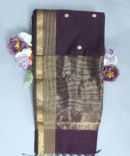 Plum Maheshwari Pure Handloom Silk Circle Butti Cotton Saree