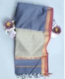 Ice Blue Maheshwari Pure Handloom Silk Cotton Saree