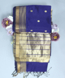 Royal Blue Maheshwari Pure Handloom Silk Circle Butti Cotton Saree