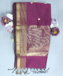 Mauve Maheshwari Pure Handloom Silk Circle Butti Cotton Saree