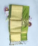 Light Moss Green Maheshwari Pure Handloom Silk Full Big Border Cotton Saree