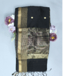 Black Maheshwari Pure Handloom Silk Circle Butti Cotton Saree