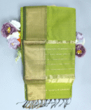 Mehandi Maheshwari Pure Handloom Silk Jari-Neer Cotton Saree