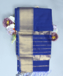 Royal Blue Maheshwari Pure Handloom Silk Jari-Neer Cotton Saree