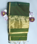 Olive Green Maheshwari Pure Handloom Silk Dual Shaded Diamond Butti Cotton Saree