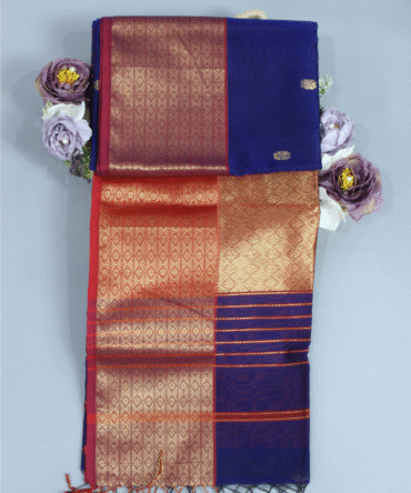 Royal Blue Maheshwari Pure Handloom Silk Cotton Saree