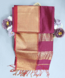 Magenta Maroon Maheshwari Pure Handloom Silk Full Big Border Cotton Saree