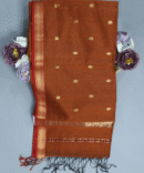 Rust Maheshwari Pure Handloom Silk Multi-Butti Small Border Cotton Saree